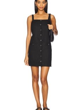 Divided Black Button-Front Square Neck Mini Dress